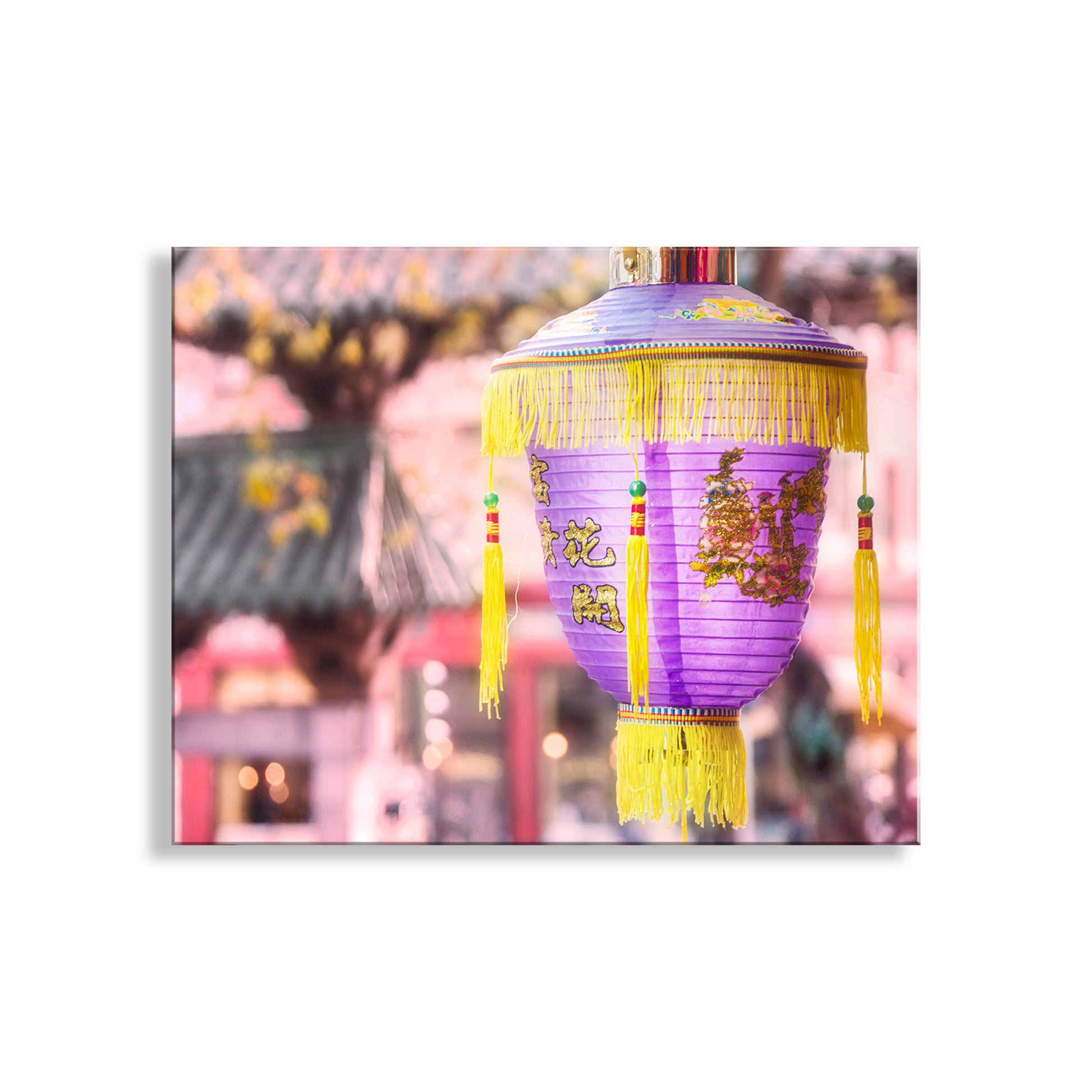 Traditional Chinese lantern with intricate designs against a blurred background. My brilliant Chinese lantern picture to beautify your walls. The vibrant sights, sounds, and aromas of Chinatown streets, a vivid reminder of San Francisco's cultural heritage! Original, unique signed art by Murray Bolesta.