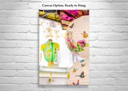 Chinese Lantern Framed Print San Francisco Chinatown with Oriental Butterfly
