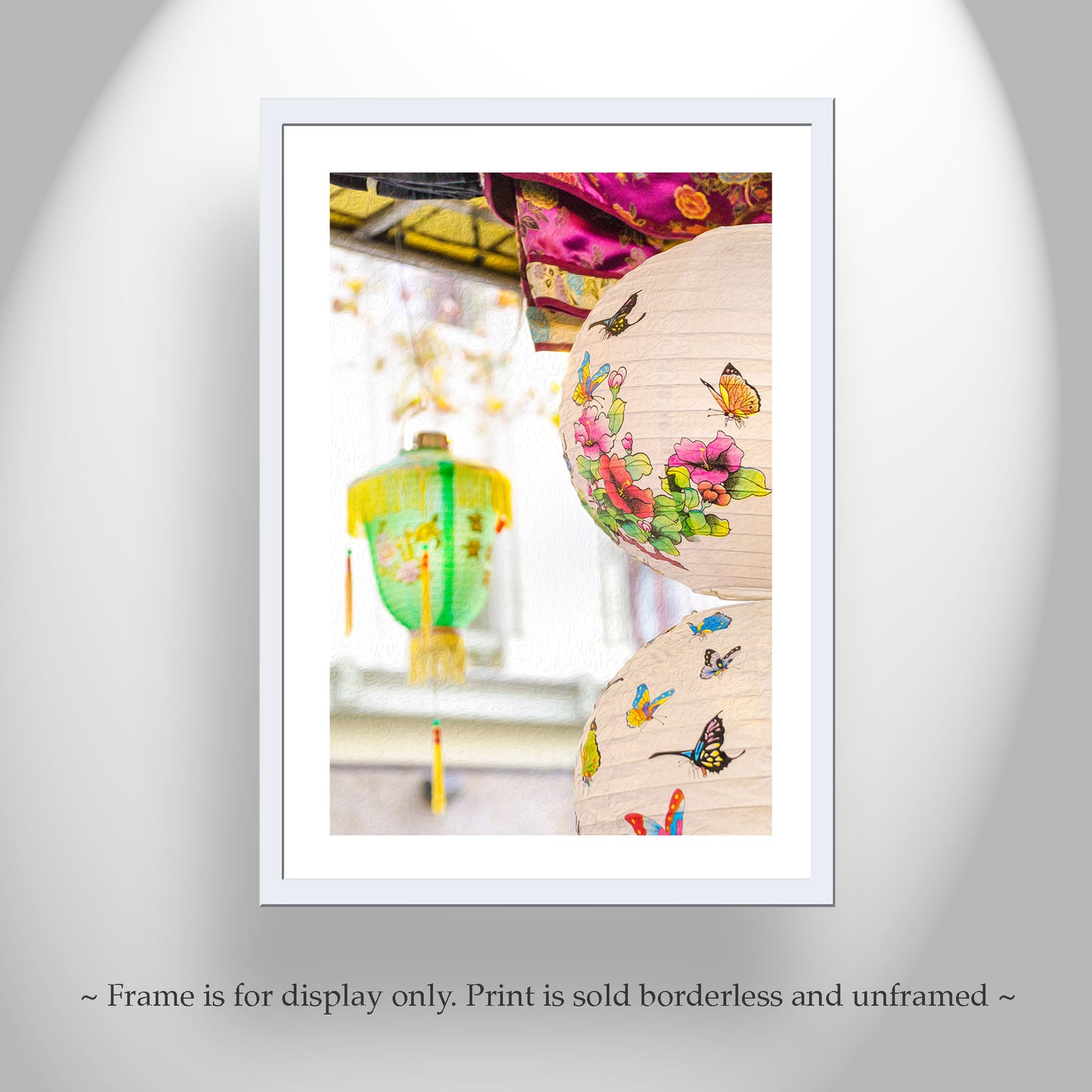 Chinese Lantern Framed Print San Francisco Chinatown with Oriental Butterfly