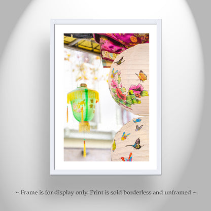Chinese Lantern Framed Print San Francisco Chinatown with Oriental Butterfly
