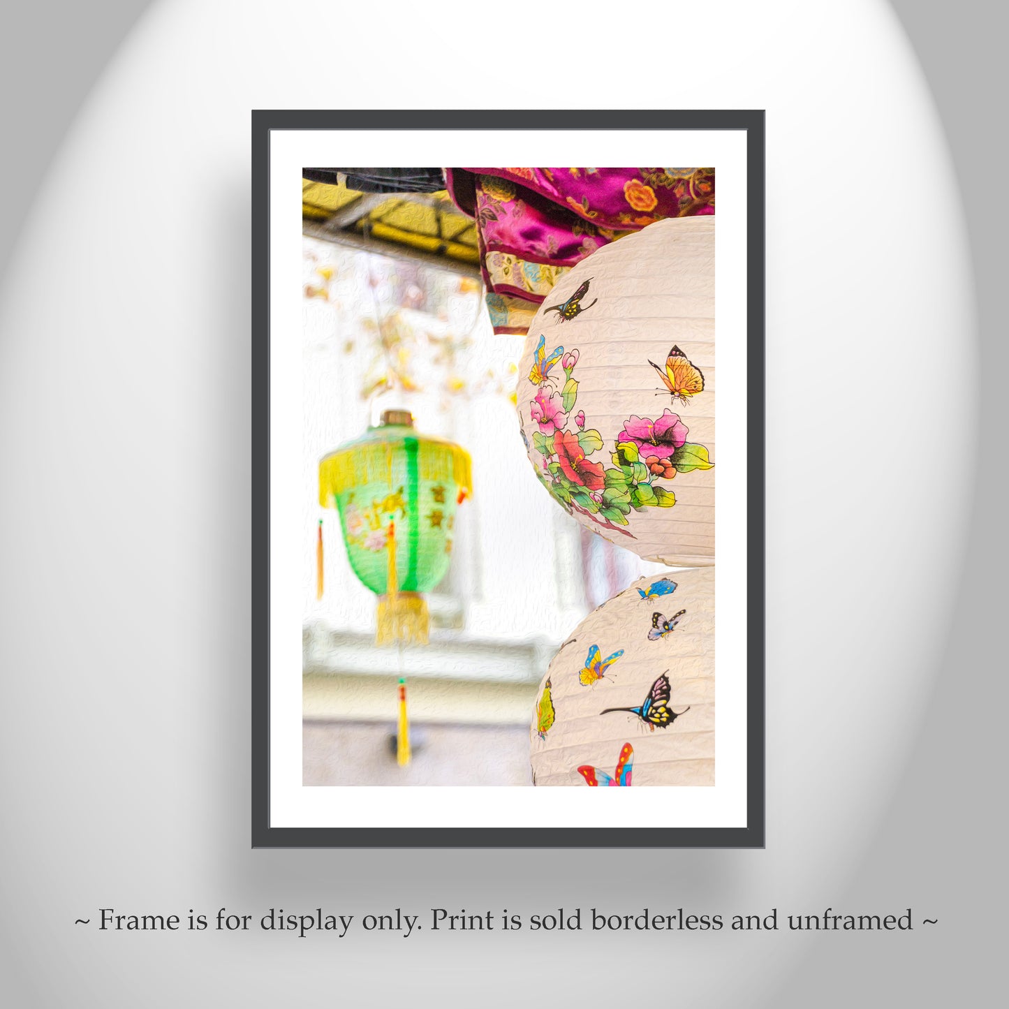 Chinese Lantern Framed Print San Francisco Chinatown with Oriental Butterfly