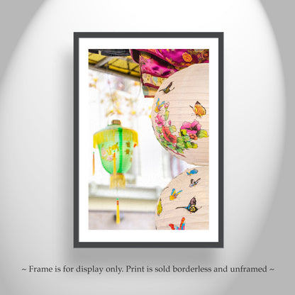 Chinese Lantern Framed Print San Francisco Chinatown with Oriental Butterfly