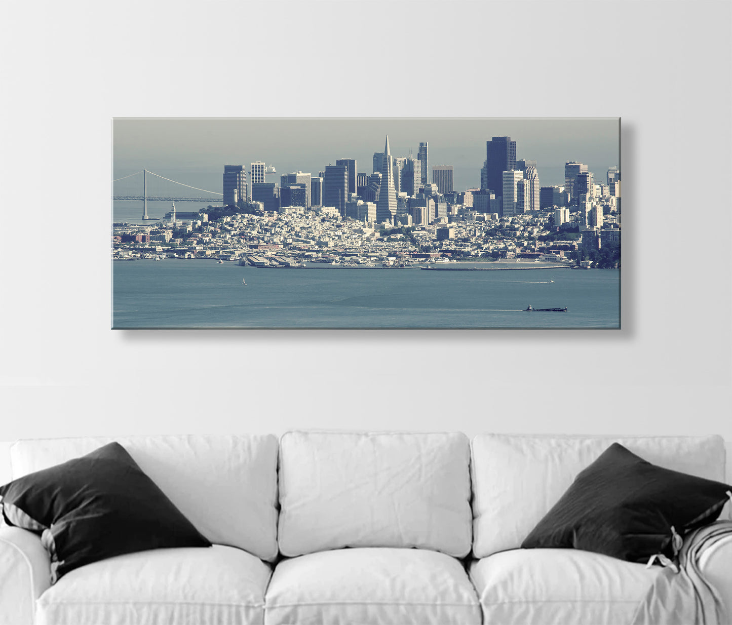 San Francisco Bay Area Panoramic Wall Art Framed Canvas Print