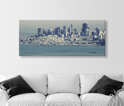 San Francisco Bay Area Panoramic Wall Art Framed Canvas Print