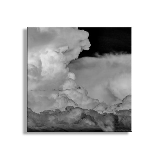 Black and white image of a large cloud formation. Desert Storm Cloud Art in Dramatic Black & White at Tucson Arizona