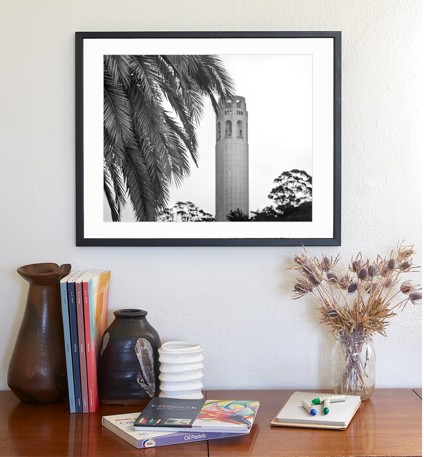 Coit Tower San Francisco California Black and White Art Print