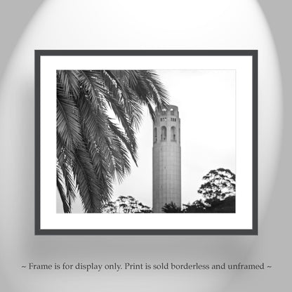 Coit Tower San Francisco California Black and White Art Print