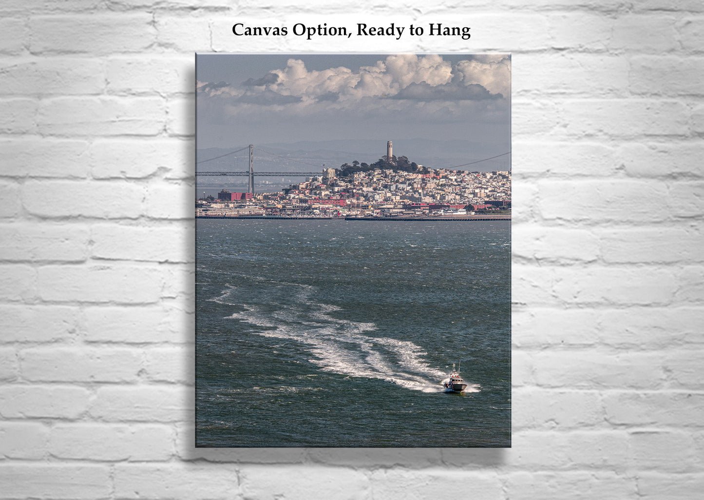 Bay Area Scenery with Coit Tower and Boats Art Print