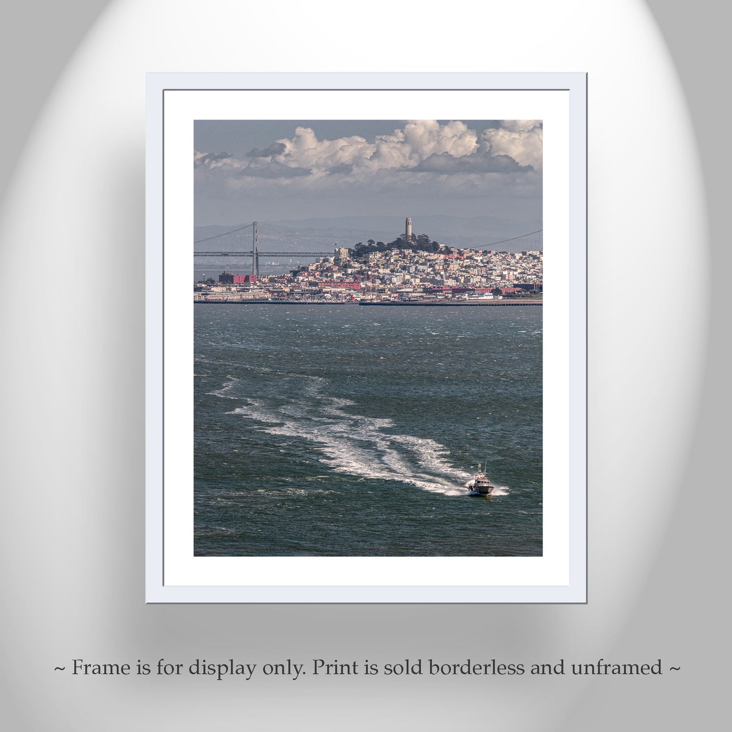 Bay Area Scenery with Coit Tower and Boats Art Print