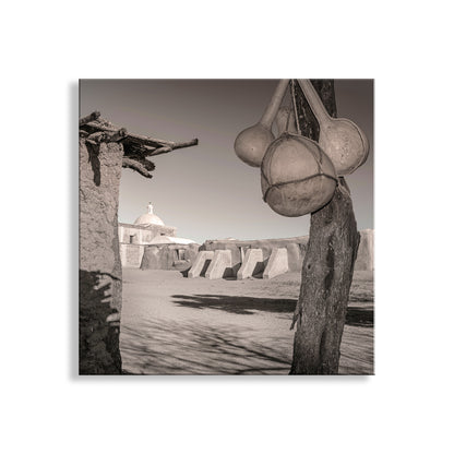 Adobe Church Art | Tumacacori Mission and Ocotillo Ramada with Gourds