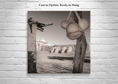 Adobe Church Art | Tumacacori Mission and Ocotillo Ramada with Gourds