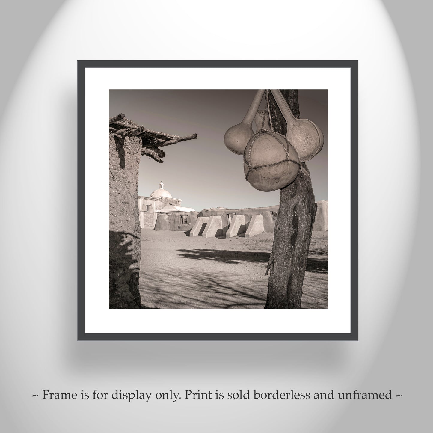Adobe Church Art | Tumacacori Mission and Ocotillo Ramada with Gourds