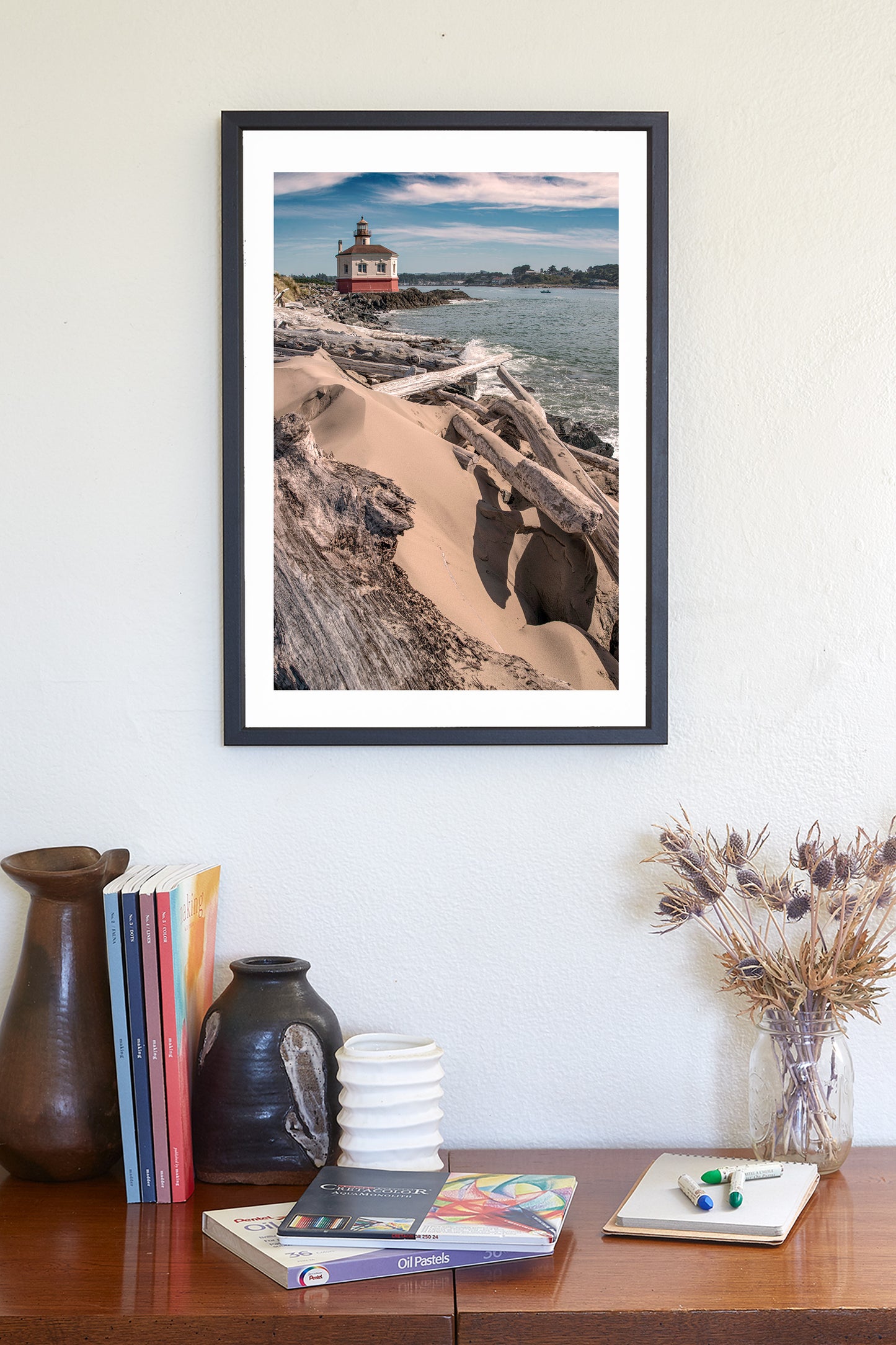 Bandon Lighthouse Art Print at Coquille River Oregon Coast