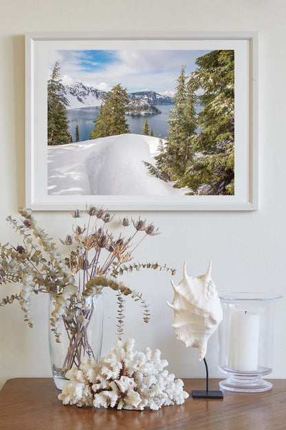 Crater Lake Oregon Winter Mountain Forest Landscape Photograph