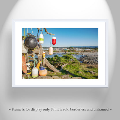 Crescent City Battery Point Light Photography Wall Art with Boat Fenders | Northern California Lighthouse Print