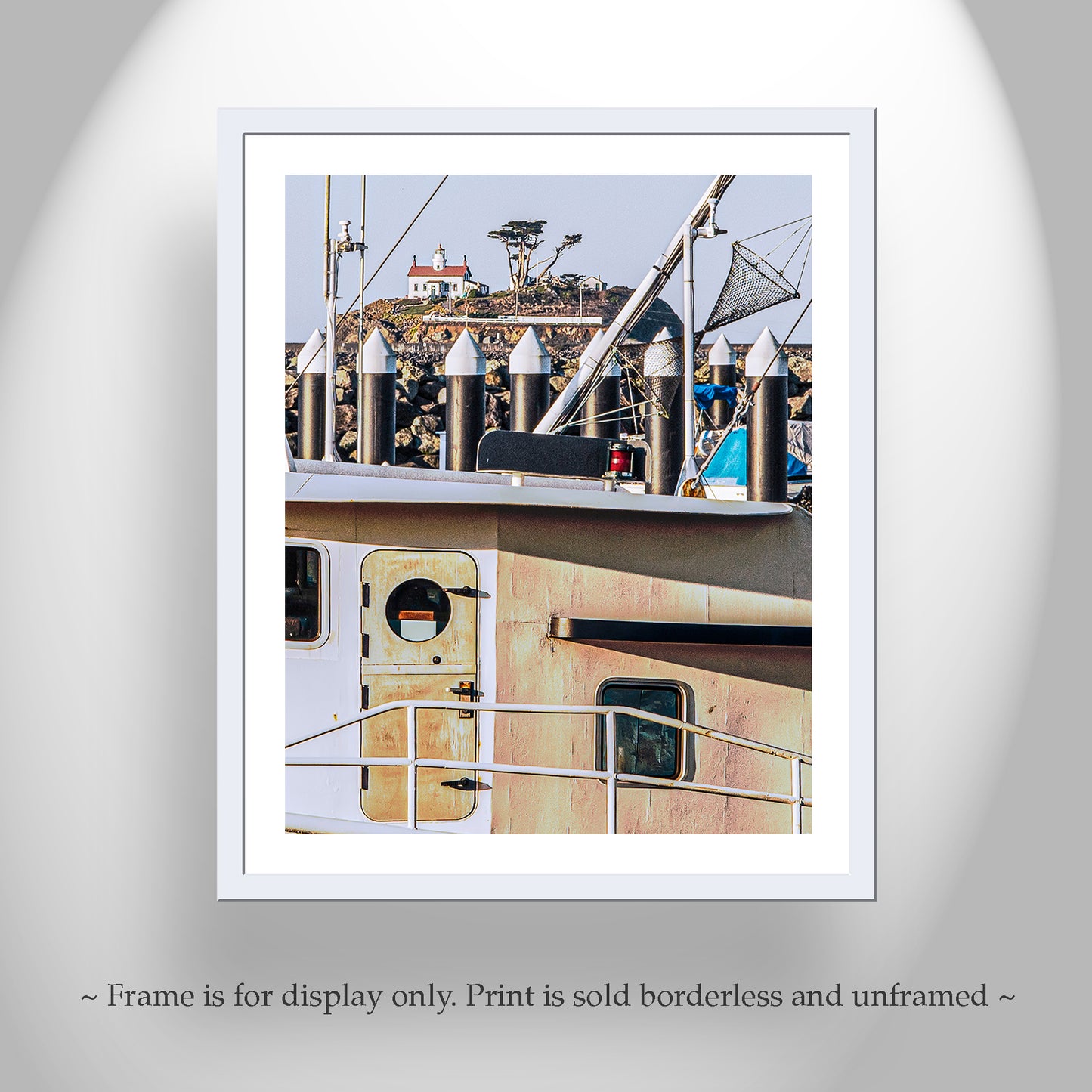 Crescent City Harbor Art Print | Fishing Trawler & Battery Point Lighthouse