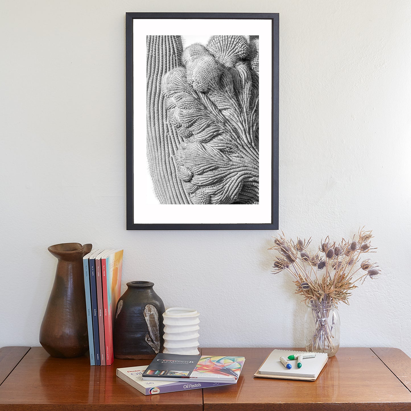 Abstract Cactus Art at Saguaro National Park Tucson in Black and White