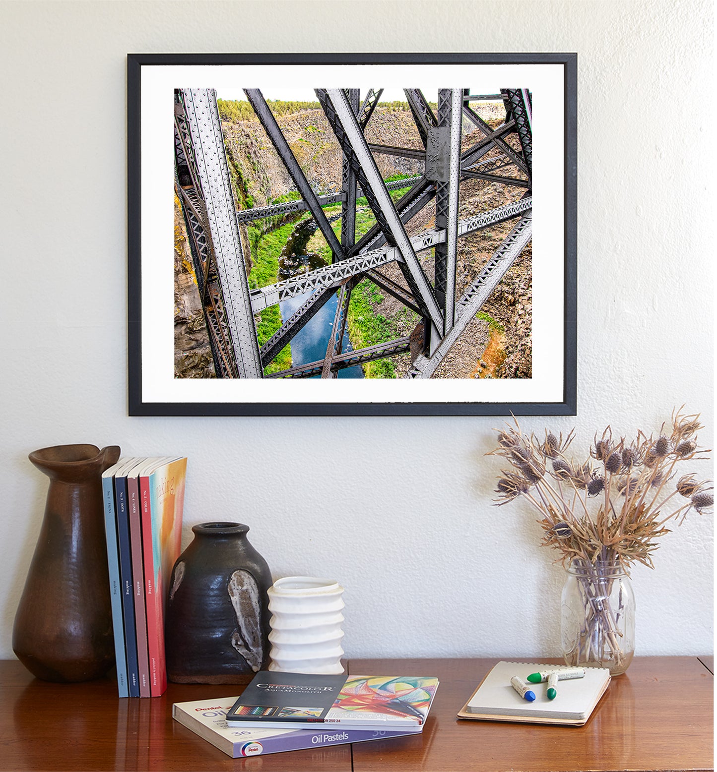 Bend Oregon Art Print Gift with Crooked River Railroad Trestle