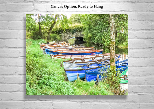 England Lake District Art Print with Vintage Wooden Boats