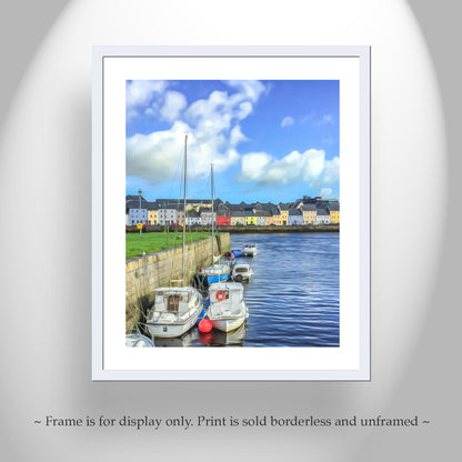 Galway Harbor Ireland Claddaugh Quay Art | Quaint Fishing Village & Boats