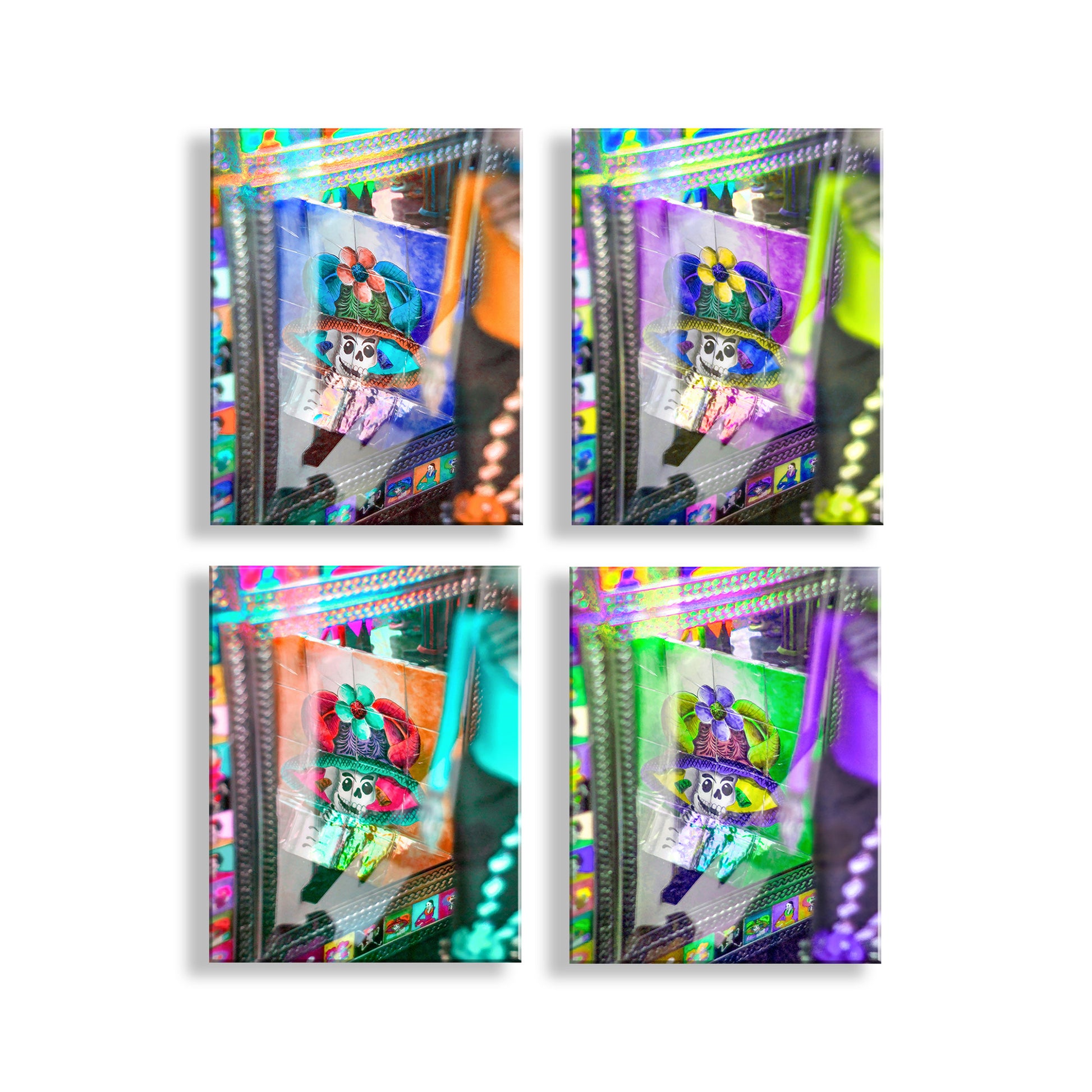 Day of the Dead Tucson Abstract Art Prints | Discounted Wall Decor Set of 4