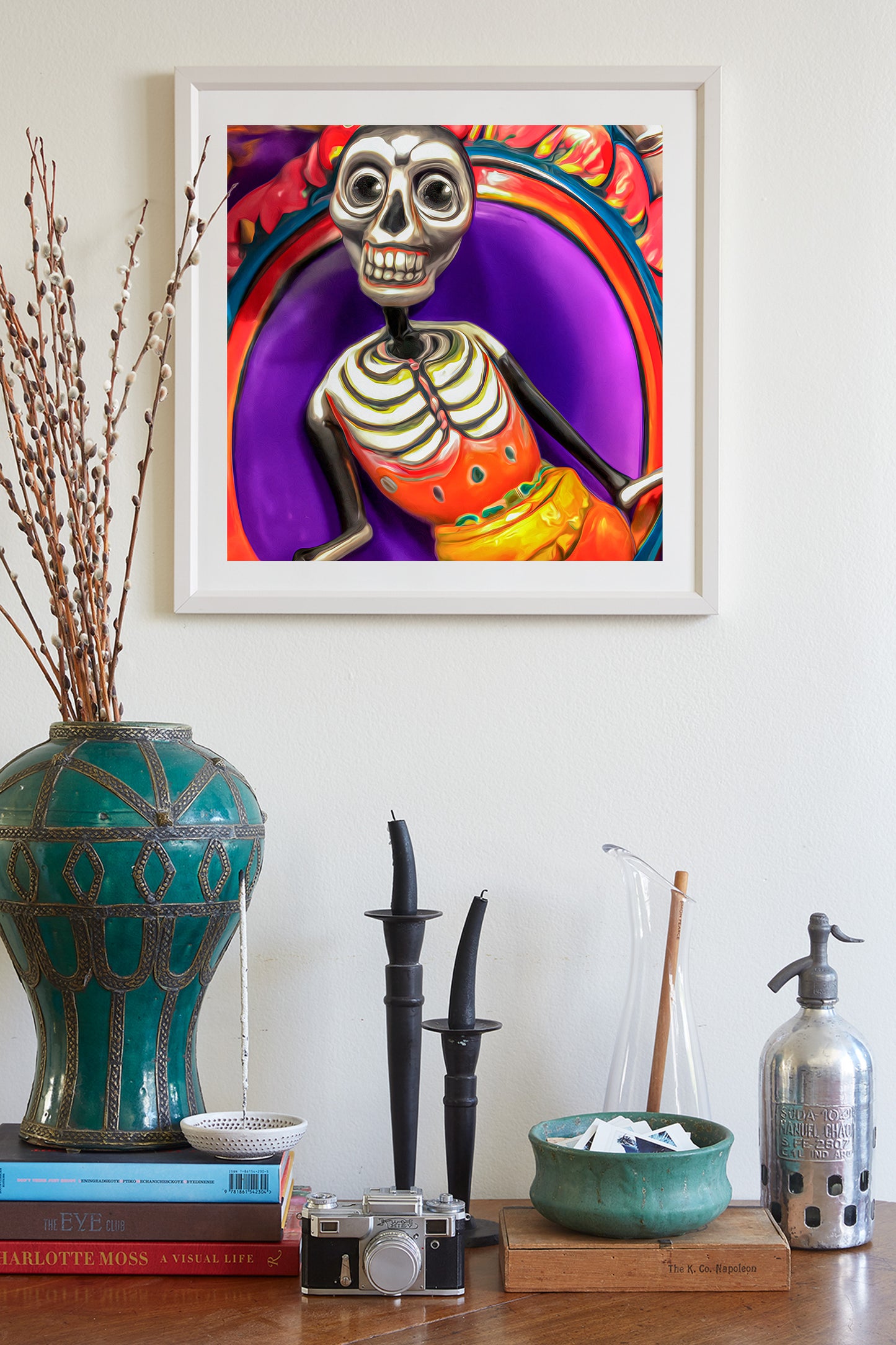 Day of the Dead Hispanic Surreal Folk Art on Square Print