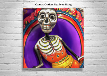 Day of the Dead Hispanic Surreal Folk Art on Square Print
