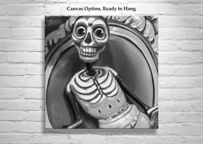 Day of the Dead Hispanic Folk Art Wall Decor in Surreal Black and White