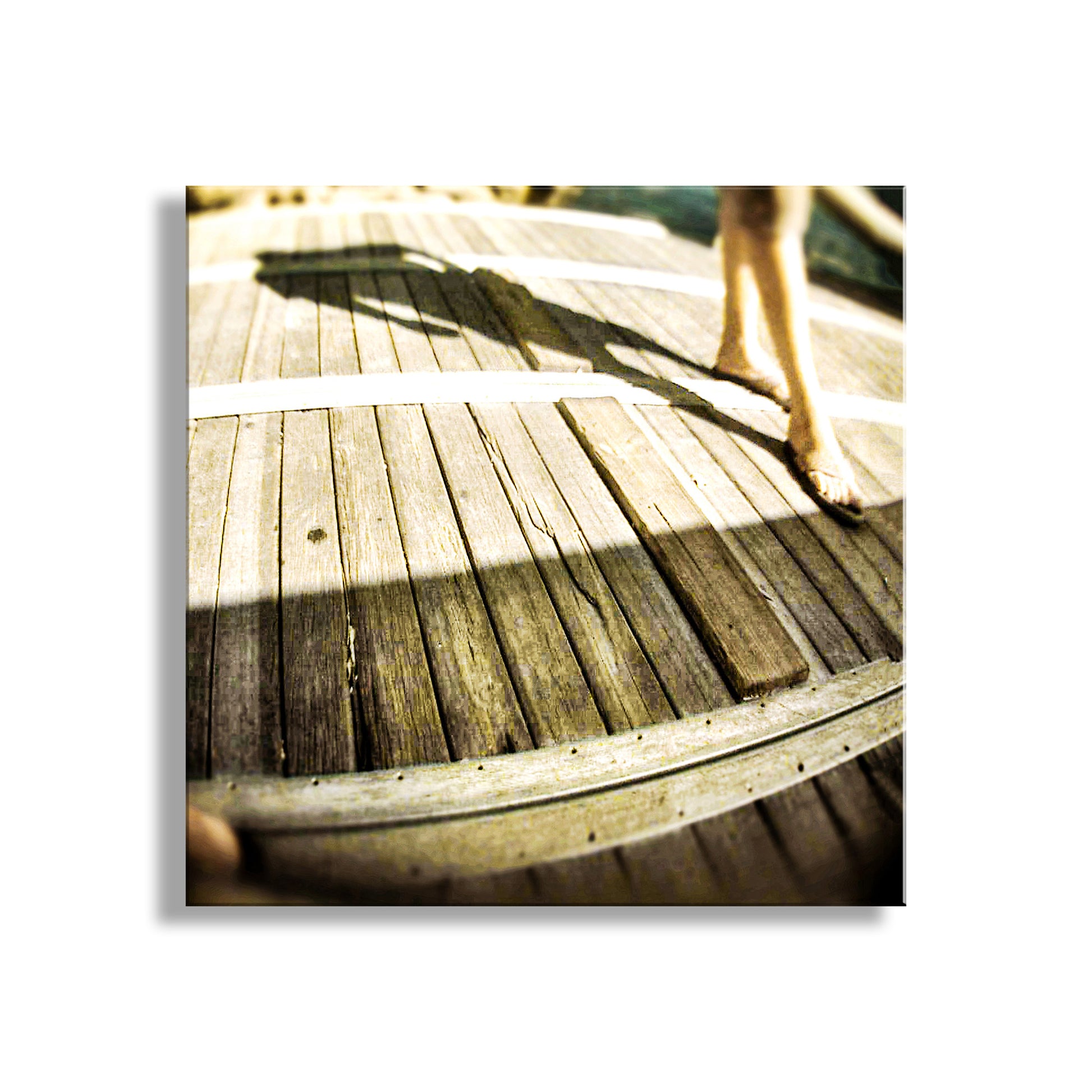 Wooden deck with sunlight casting shadows on the surface. Surreal Photography with San Diego Ocean Wharf Picture at Dock of the Bay