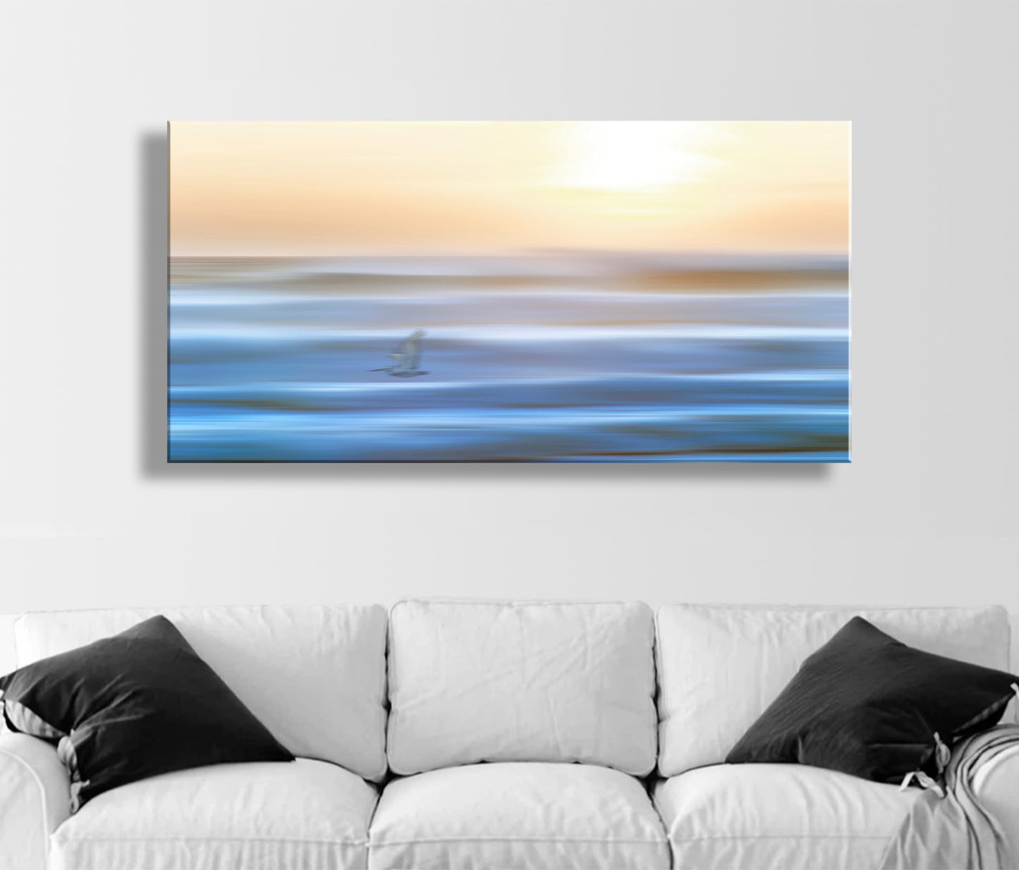 Abstract Ocean Sunset Waves Print – Coastal Canvas Wall Art