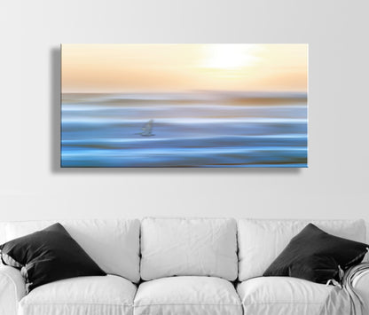Abstract Ocean Sunset Waves Print – Coastal Canvas Wall Art