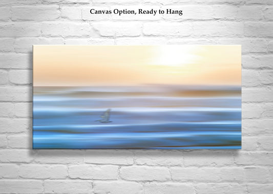 Abstract Ocean Sunset Waves Print – Coastal Canvas Wall Art