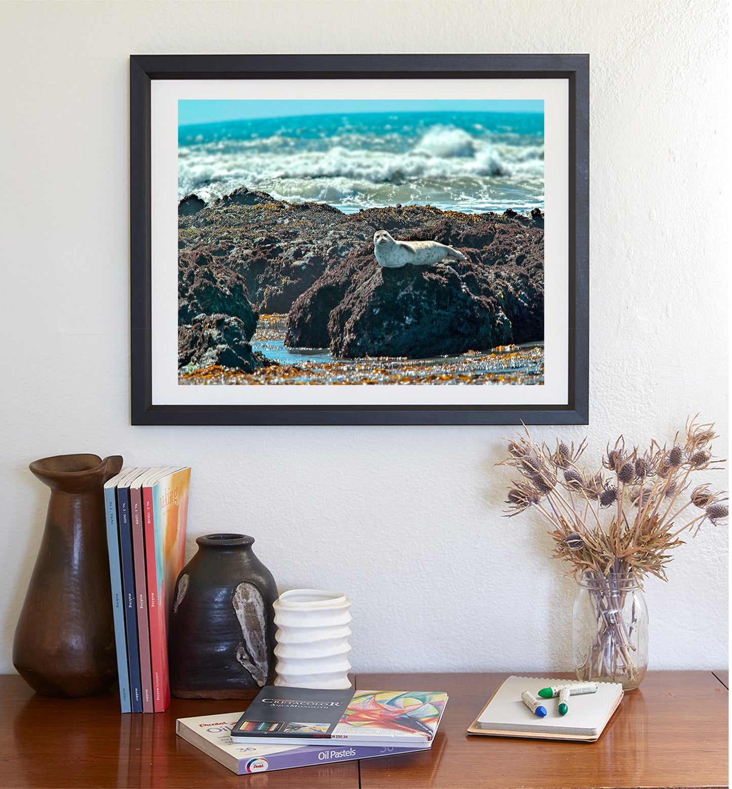 Elephant Seal Ocean Wildlife Art Print at San Simeon Beach California Coast