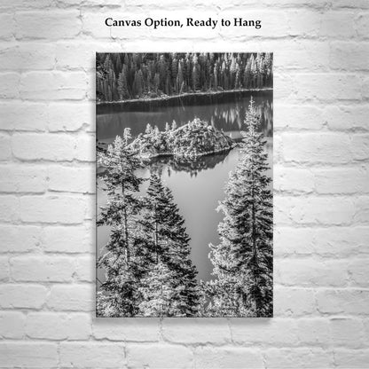 Black and White Emerald Bay Lake Tahoe Picture
