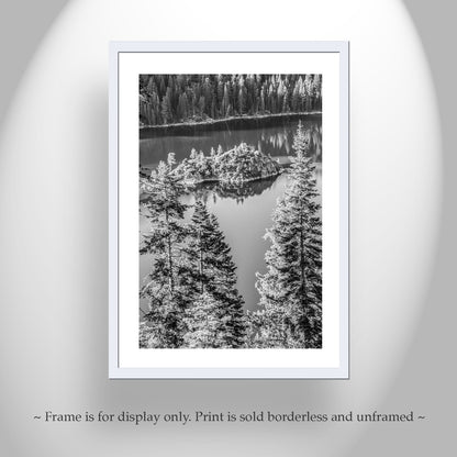 Black and White Emerald Bay Lake Tahoe Picture