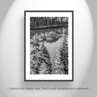 Black and White Emerald Bay Lake Tahoe Picture