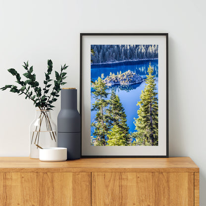 Emerald Bay Lake Tahoe Landscape Wall Art Print | Vertical Photo