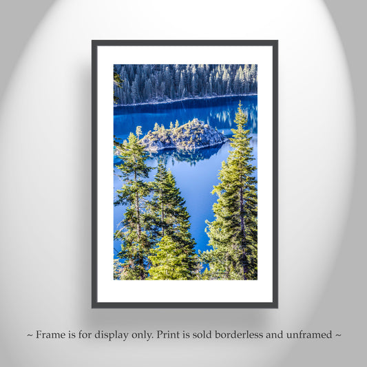 Emerald Bay Lake Tahoe Landscape Wall Art Print | Vertical Photo