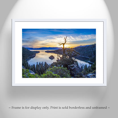 Emerald Bay Sunrise at Lake Tahoe | Sierra Nevada Mountains | Framed Canvas or Photography Print for Home or Office