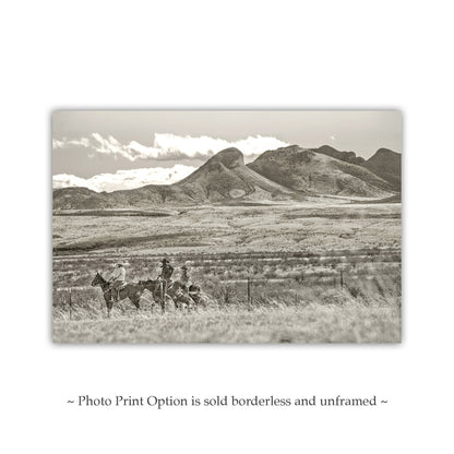 Cowboy Art Print with Western Landscape at Tucson Arizona Empire Ranch | Equestrian Photography Gift