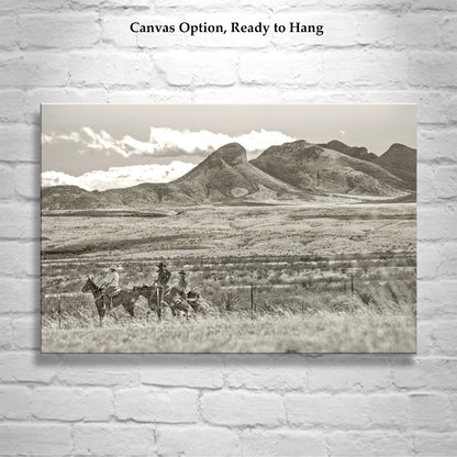 Cowboy Art Print with Western Landscape at Tucson Arizona Empire Ranch | Equestrian Photography Gift