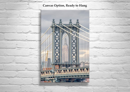 Manhattan Bridge Wall Art Print with Empire State Building New York City