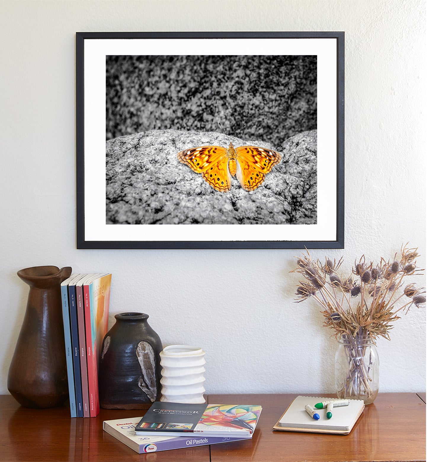 Golden Butterfly Nature Print Wall Decor in Arizona Desert Canyon