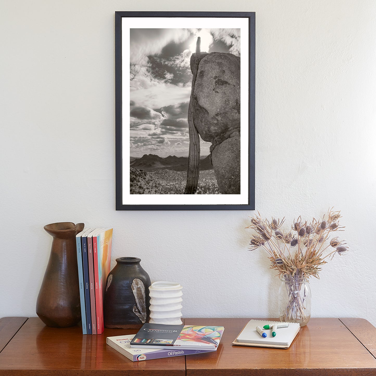 Tucson Cactus Landscape | Ironwood Forest Arizona Sepia Wall Art Print