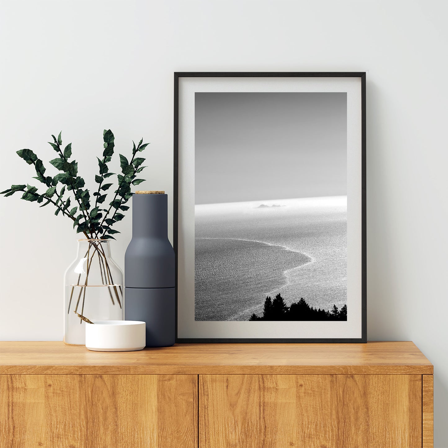 Mt Tam Black and White Ocean Photography Print with Farallon Islands