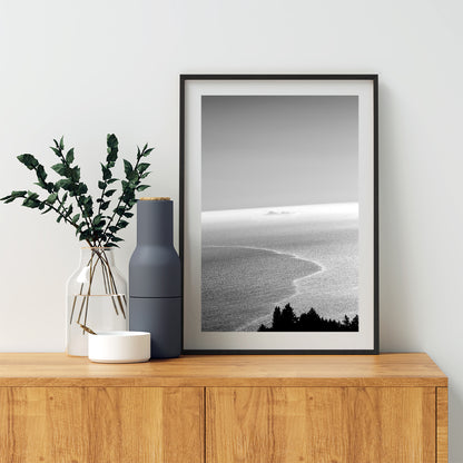 Mt Tam Black and White Ocean Photography Print with Farallon Islands