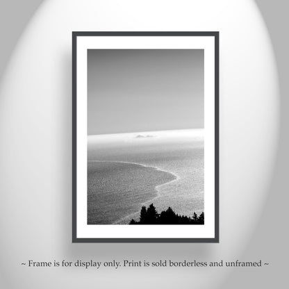 Mt Tam Black and White Ocean Photography Print with Farallon Islands