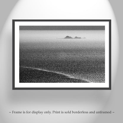 Marin County Ocean Photography with Farallon Islands in Black & White as Art Gift