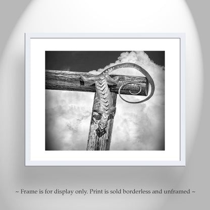 Lizard Art in Black & White with Arizona Desert Ranch Fence