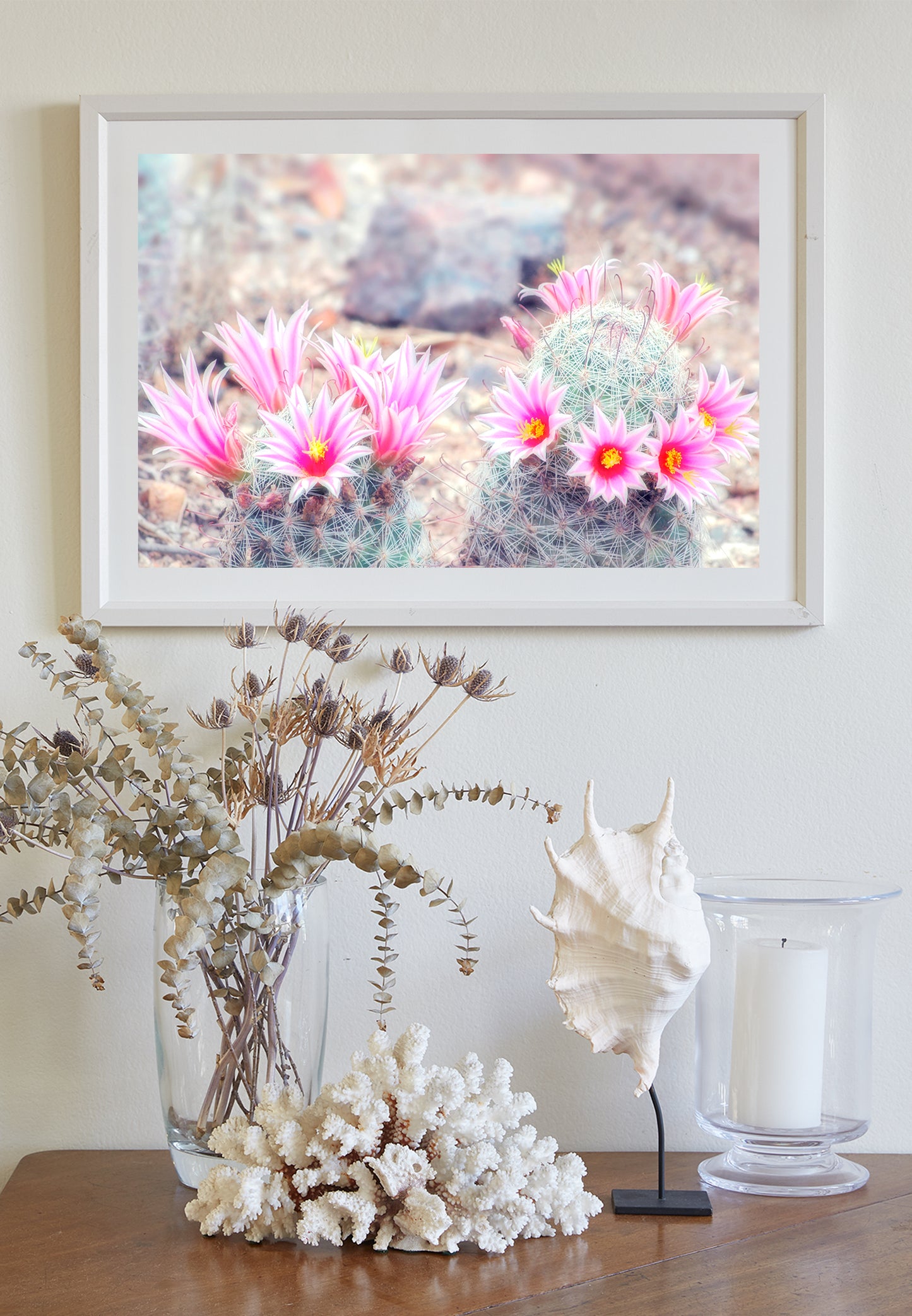 Pink Cactus Flower Art Print - Charming Arizona Botanical Decor